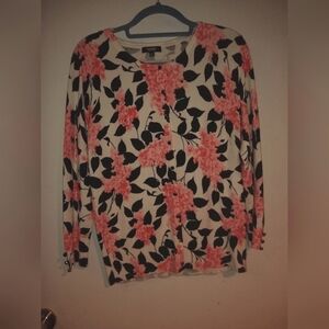 Pendleton Women's Pink and Black Floral Blouse